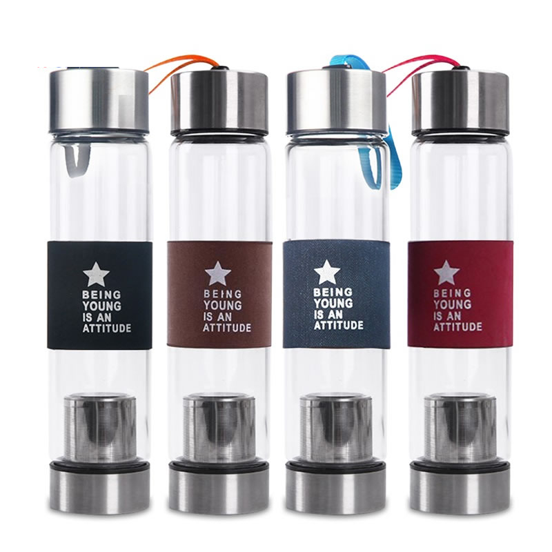Glass Water Bottle with Tea Infuser